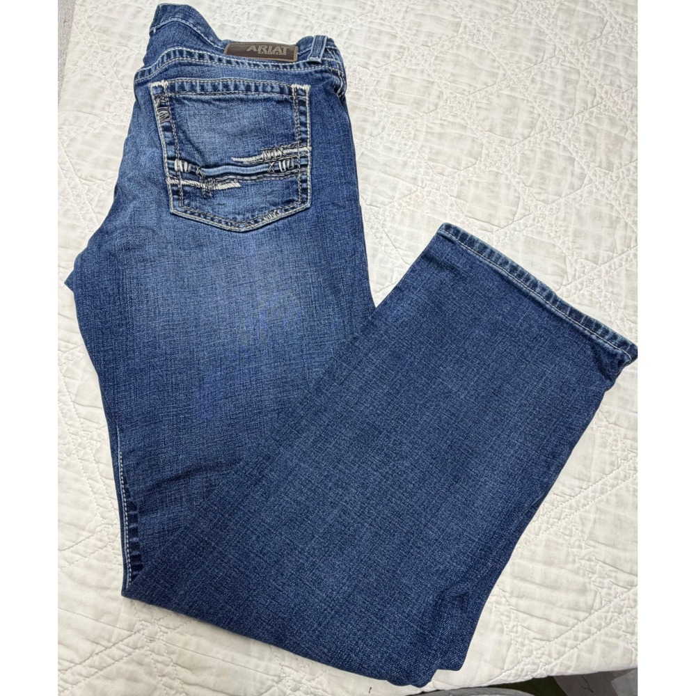 Ariat M4 Adkins Relaxed Boot Cut Jeans Mens 35x32 Blue Medium Wash Western Denim